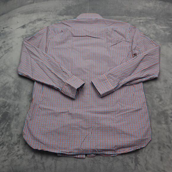 J Crew Shirt Mens Large 16 .5 Blue Red Plaid Dress Workwear Office Button Up - Picture 13 of 16